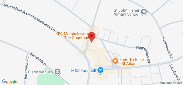 Map showing The Ridgeway Fish Bar in St Albans